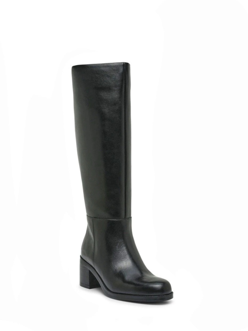 VC-AMREE Black Leather Heeled Boots Size US 6.5 extra wide calf